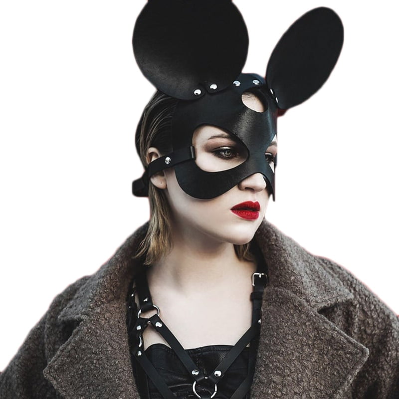 Fullyoung New Sexy Leather Cat Mask Bdsm Fetish Cat Head Black Half Eyes Cosplay Face Adult Halloween Masquerade Party Masks - Image 6